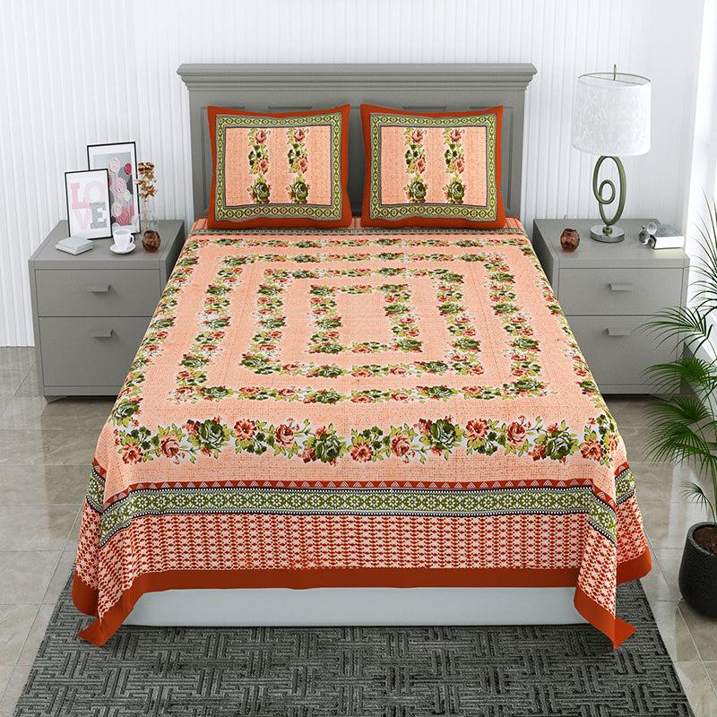 Buy Thiva Floral Bedsheet - Peach Bedsheets from Vaaree