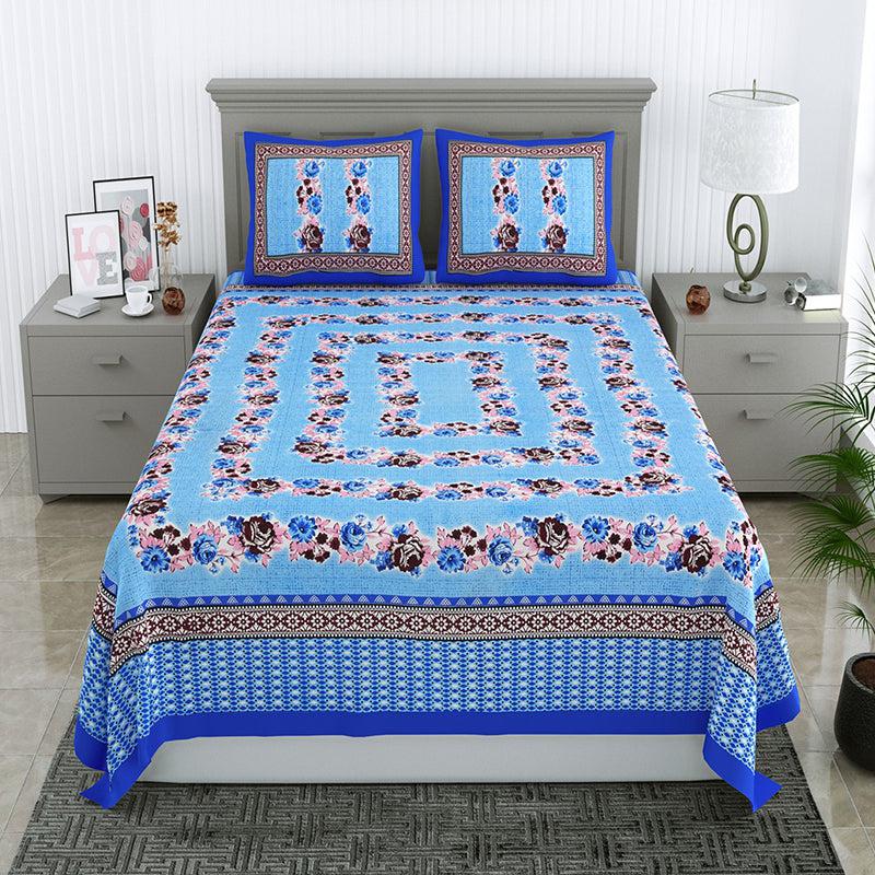 Buy Thiva Floral Bedsheet - Blue Bedsheets from Vaaree