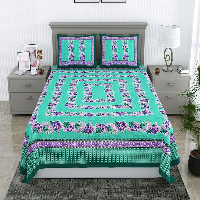 Buy Thiva Floral Bedsheet - Green Bedsheets from Vaaree