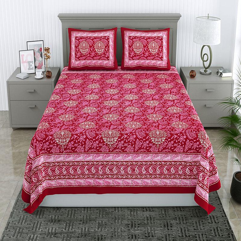 Buy Nimisha Floral Bedsheet - Red Bedsheets from Vaaree