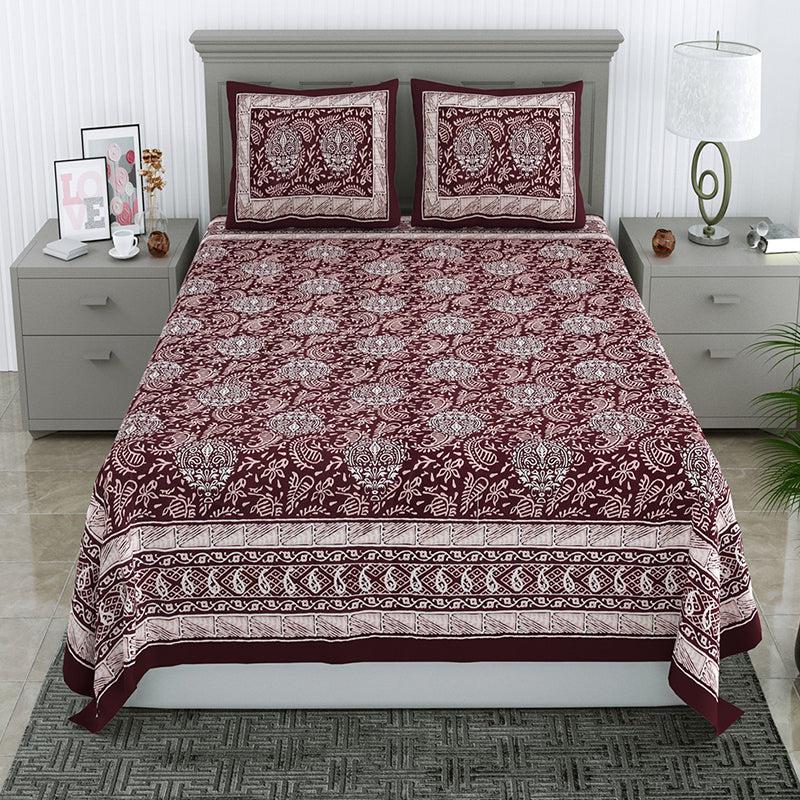 Buy Nimisha Floral Bedsheet - Maroon Bedsheets from Vaaree