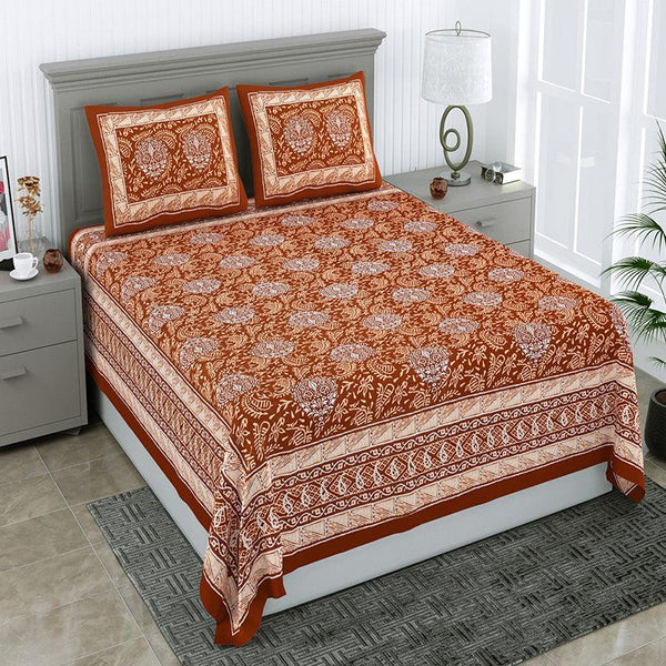 Buy Nimisha Floral Bedsheet - Brown Bedsheets from Vaaree