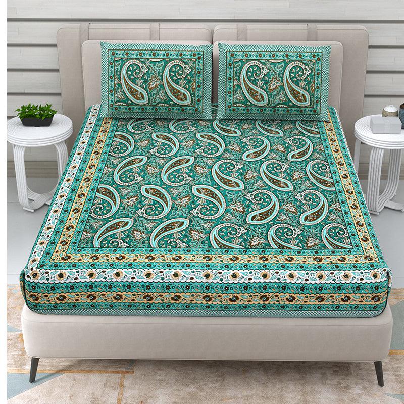 Buy Edur Ethnic Bedsheet - Green Bedsheets from Vaaree