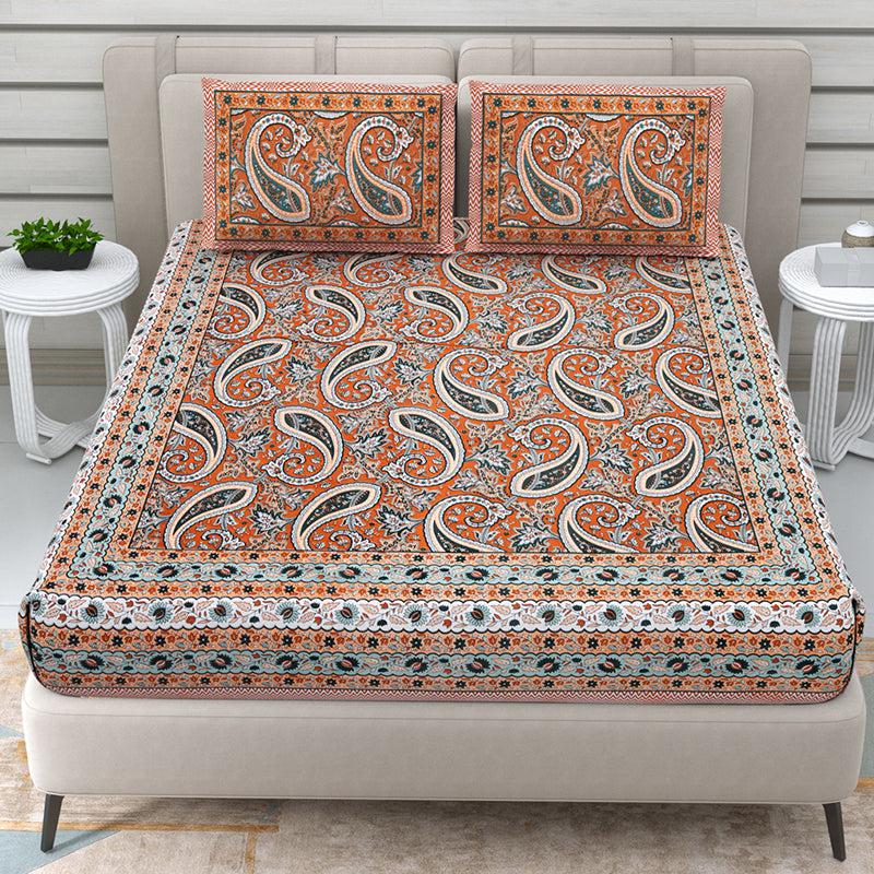 Buy Edur Ethnic Bedsheet - Orange Bedsheets from Vaaree