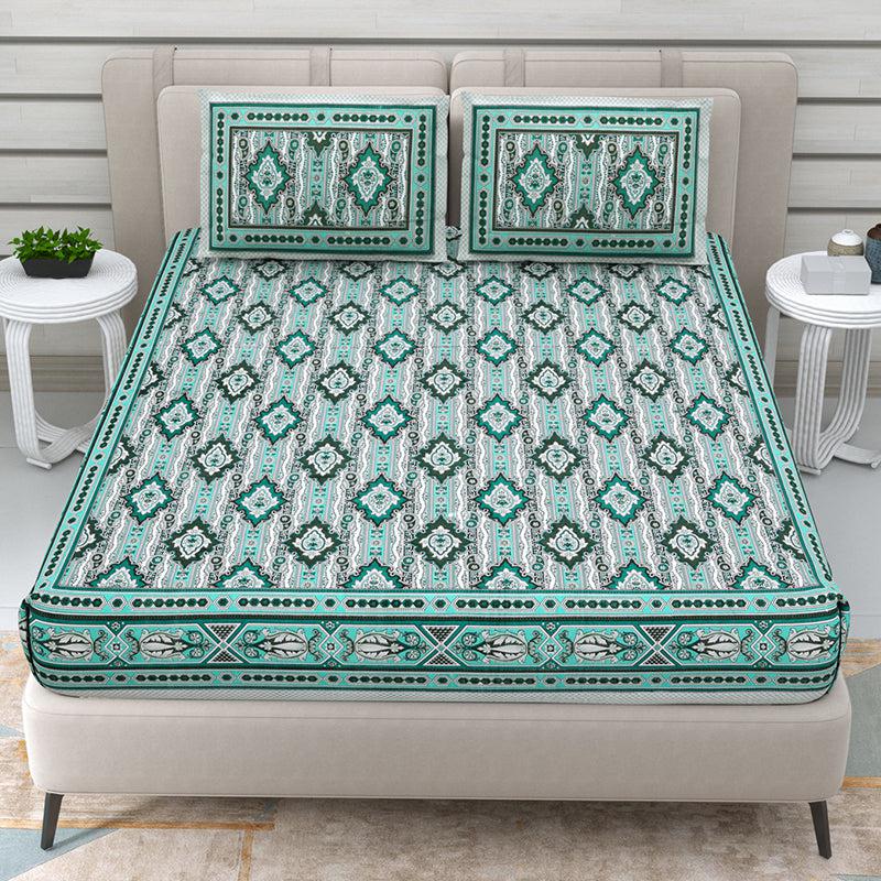 Buy Mirani Ethnic Bedsheet - Green Bedsheets from Vaaree