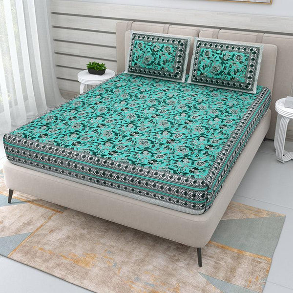 Buy Elva Floral Bedsheet - Green Bedsheets from Vaaree