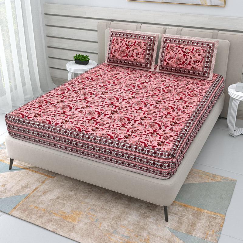 Buy Elva Floral Bedsheet - Red Bedsheets from Vaaree