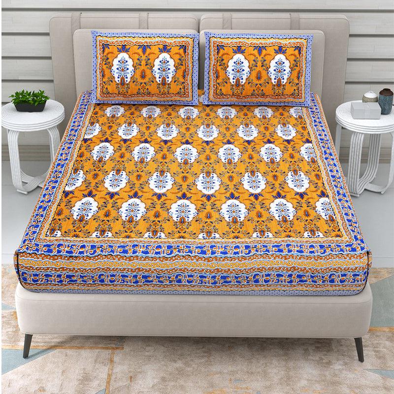 Buy Archie Ethnic Bedsheet - Yellow Bedsheets from Vaaree