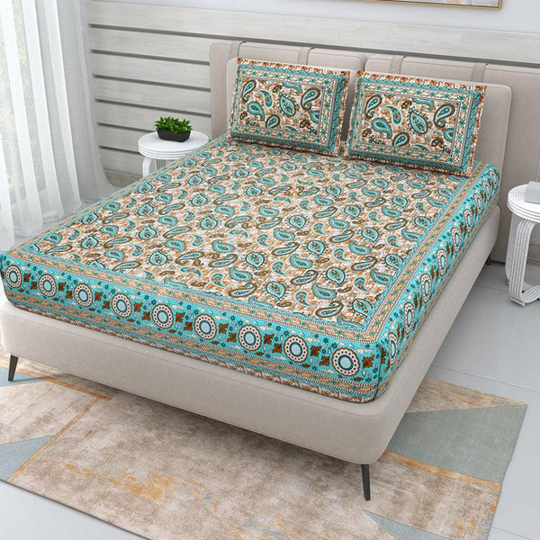 Buy Brady Floral Bedsheet - Green & Yellow Bedsheets from Vaaree