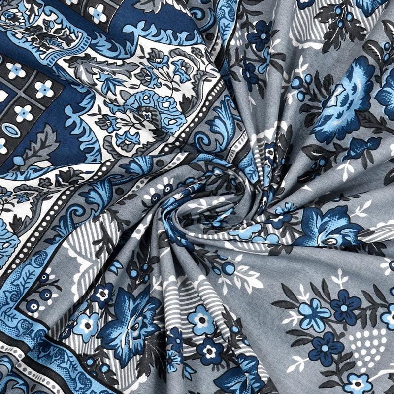 Buy Kobe Ethnic Bedsheet - Blue Bedsheets from Vaaree