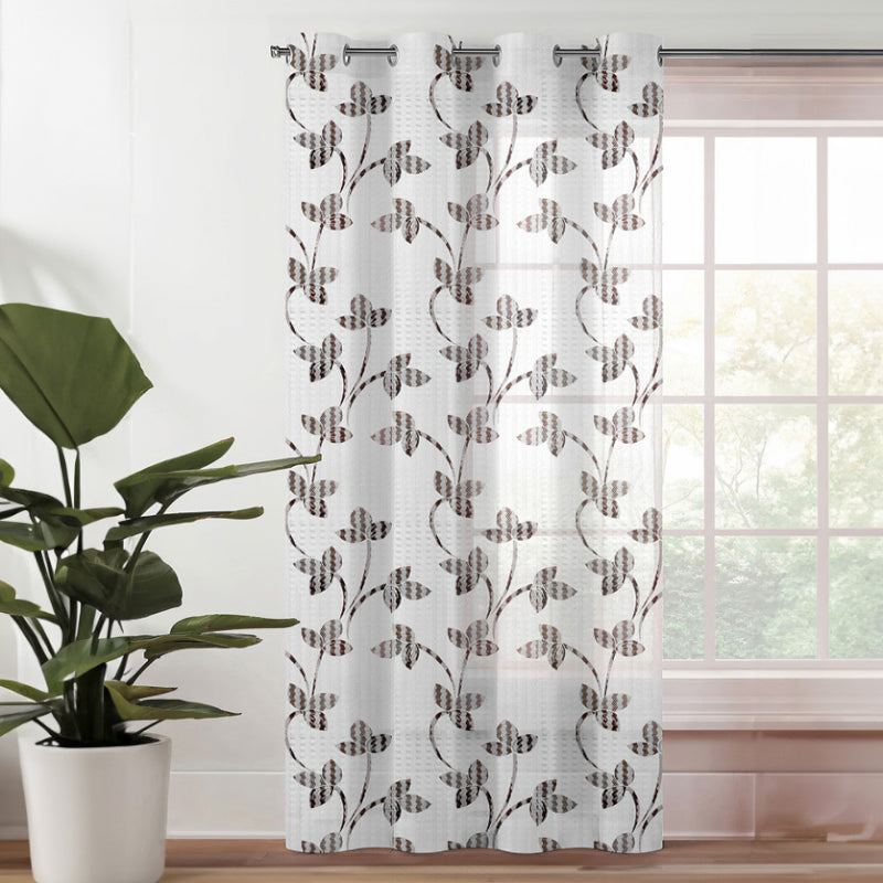 Curtains - Minora Floral Sheer Curtain - Brown