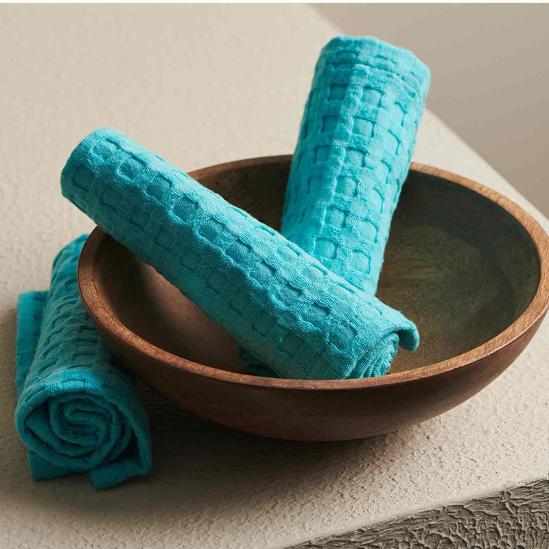 Buy Alyssa Pebble Textured Waffle Towel Combo (Aqua) - Four Piece Set Towel Sets from Vaaree