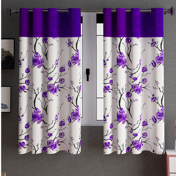 Fern Floral Curtain (Purple) - Set Of Two
