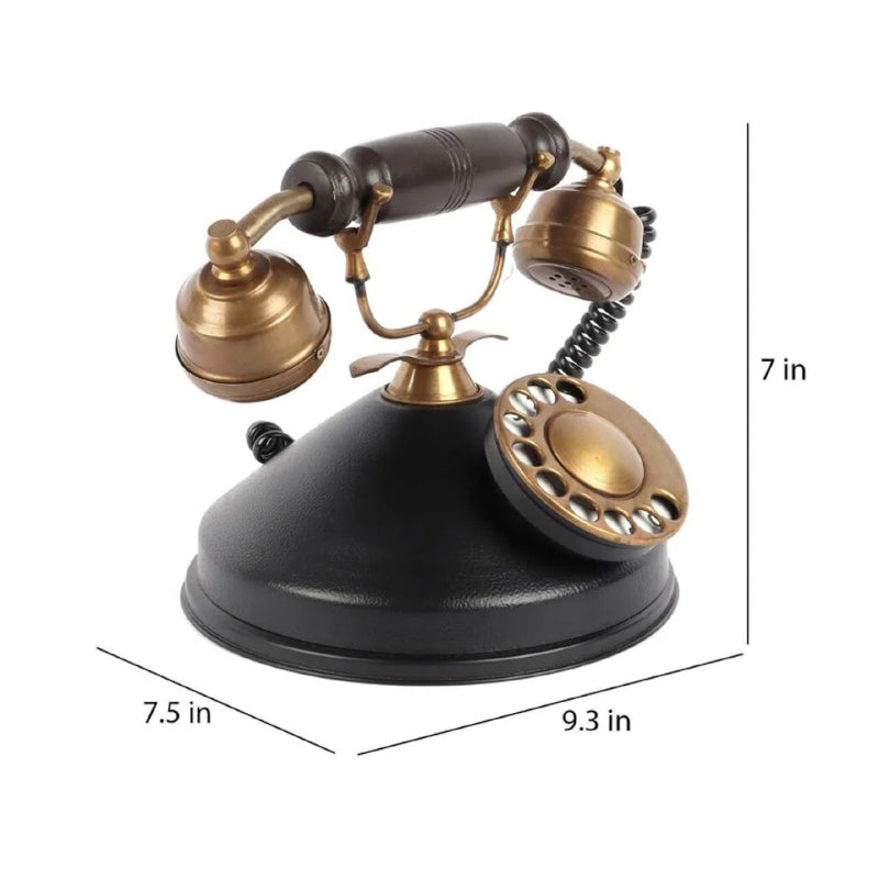 Buy Mido Antique Telephone Showpiece - Black & Gold Showpieces from Vaaree