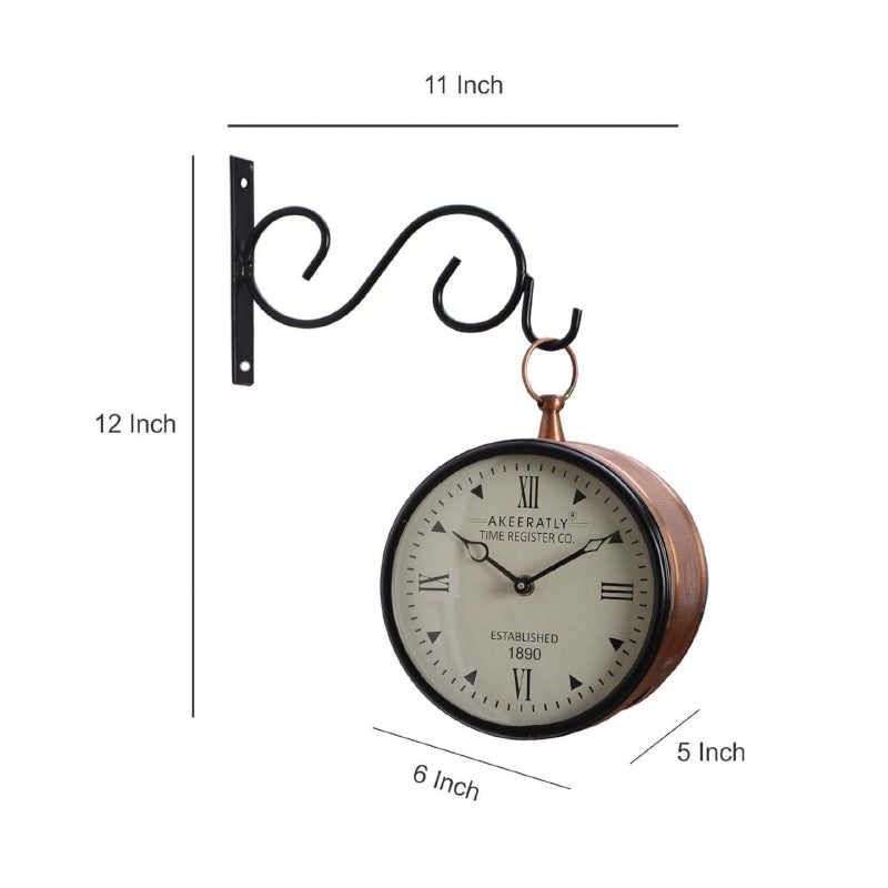 Wall Clock - Rija Double Sided Wall Clock - Antique Copper