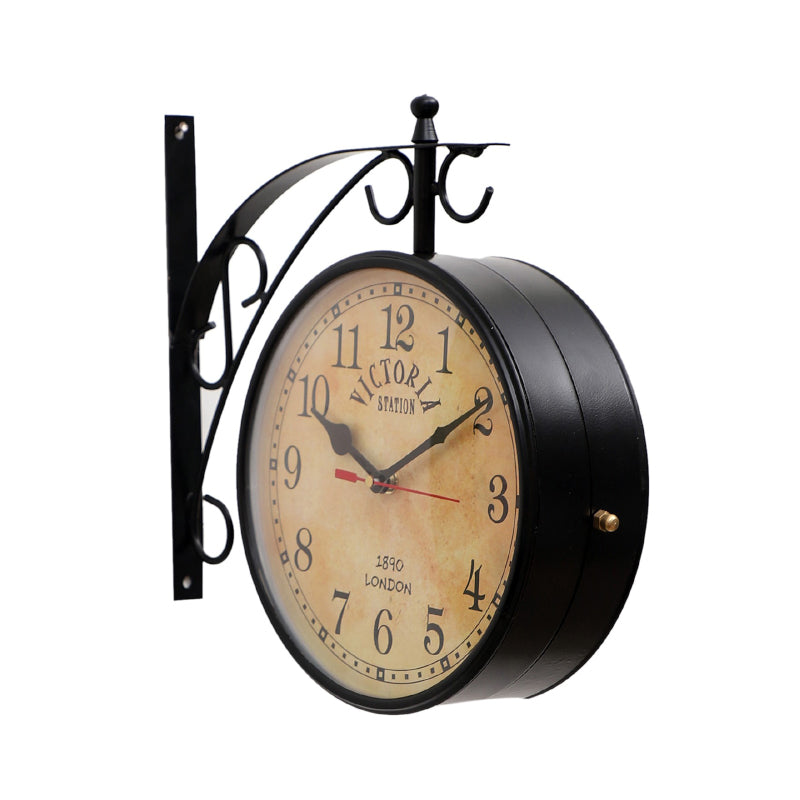 Buy Dolva Double Sided Station Clock - Black & Beige Wall Clock from Vaaree