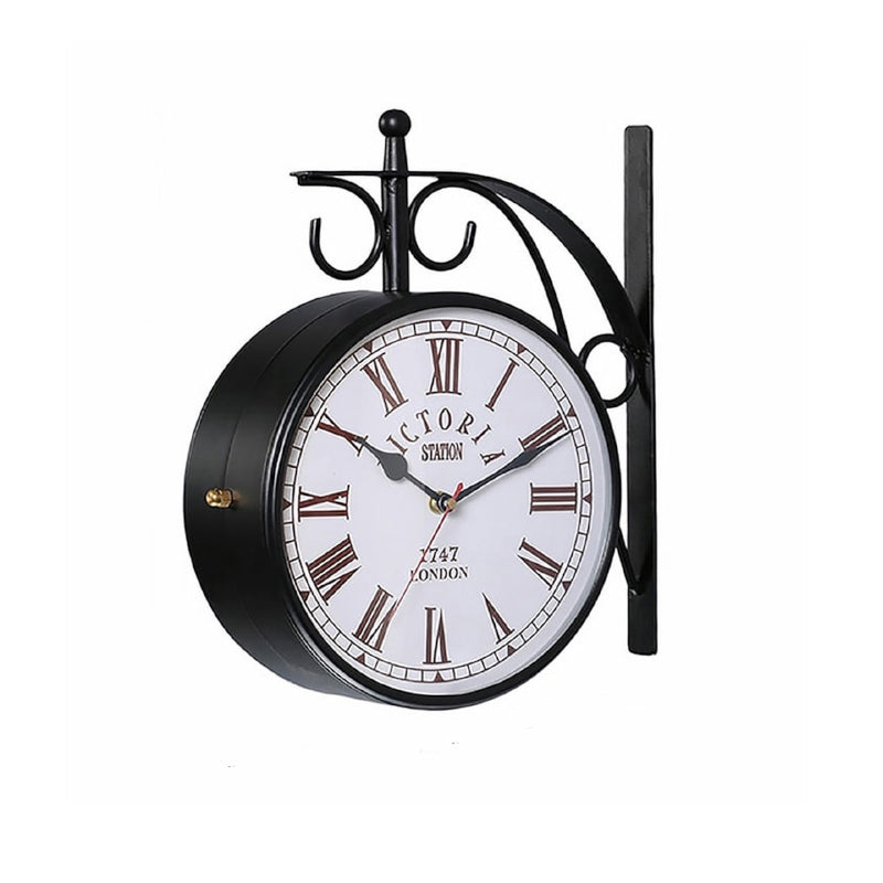 Buy Forma Double Sided Roman Numeral Station Clock - Black & White Wall Clock from Vaaree