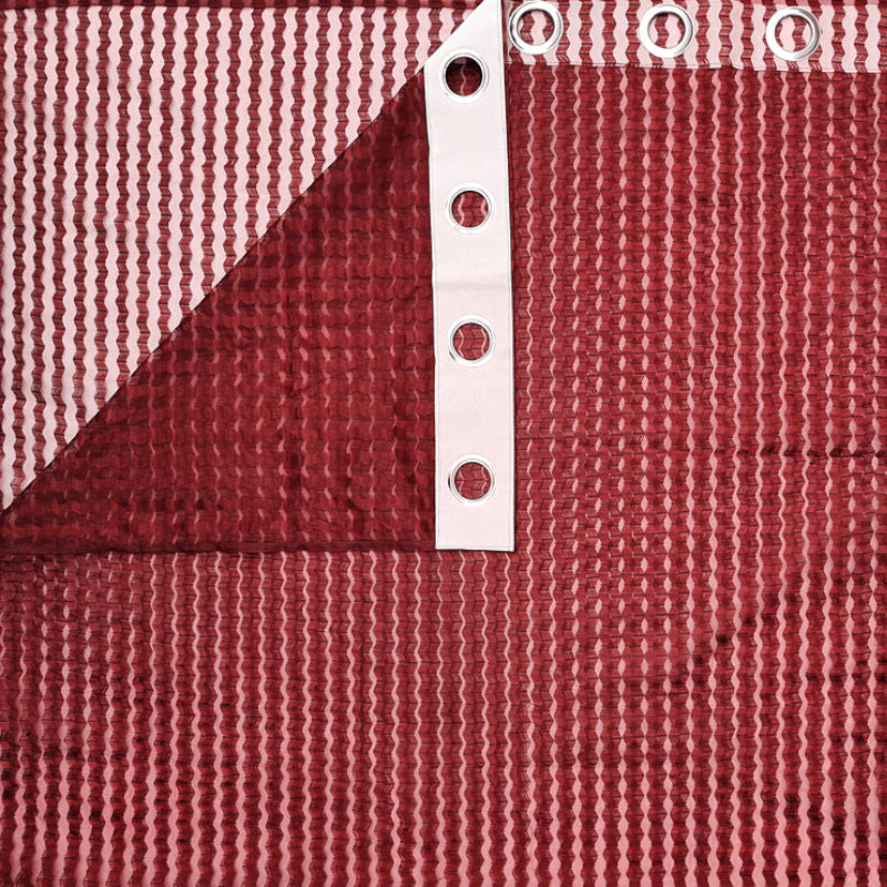 Curtains - Atla Net Stripe Sheer Curtain (Red) - Set Of Two