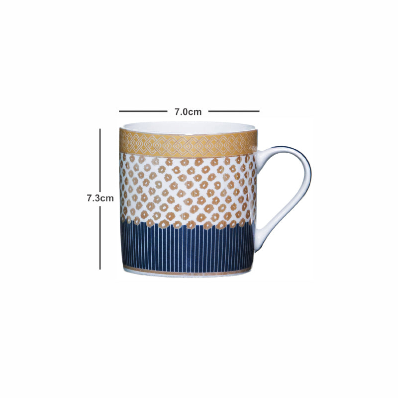 Mug & Tea Cup - Giselle Charm Mug Gold & Blue (210 ML) - Set Of Six