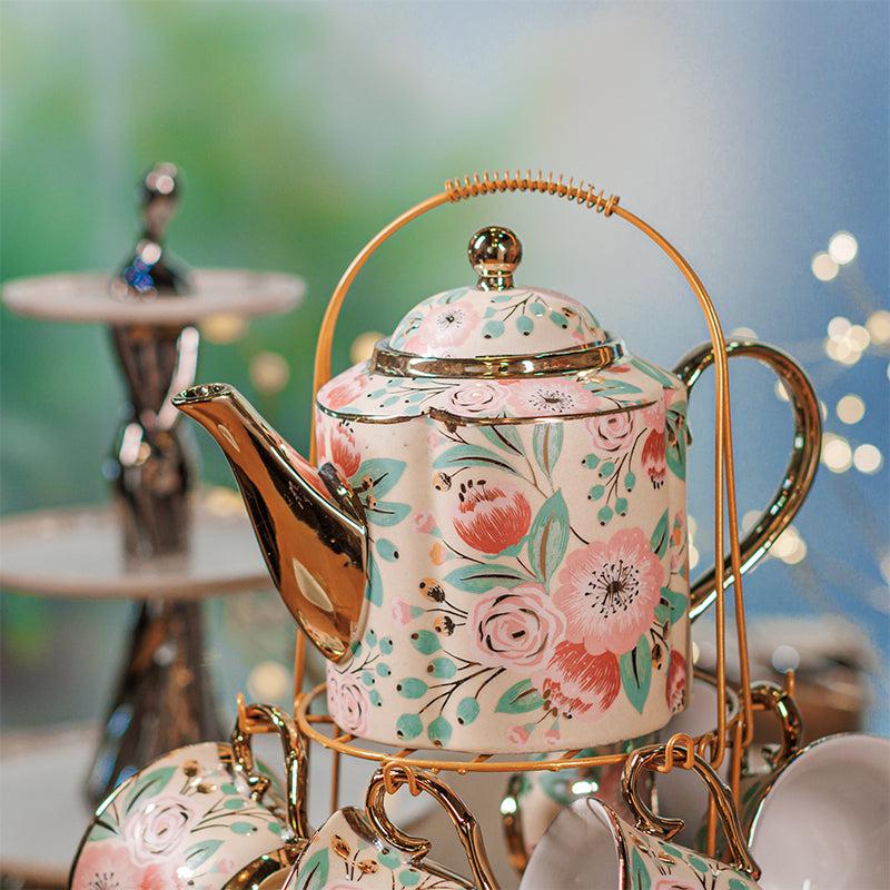 Buy Retro Gardenia Tea Set - Fourteen Piece Set Tea Set & Tea Pots from Vaaree