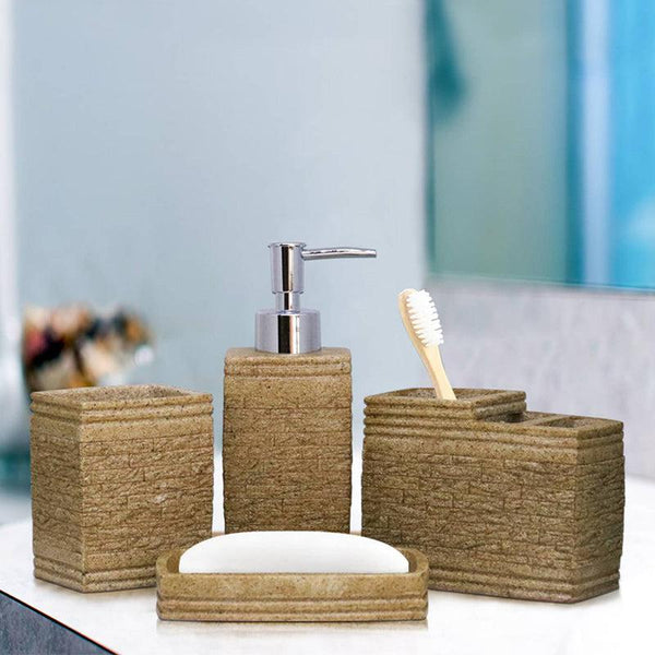 Buy Amgo Bathroom Set - Brown Accessories & Sets from Vaaree