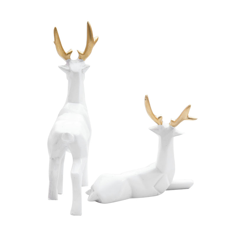 Buy Deer Repose Showpiece (White) - Set Of Two Showpieces from Vaaree