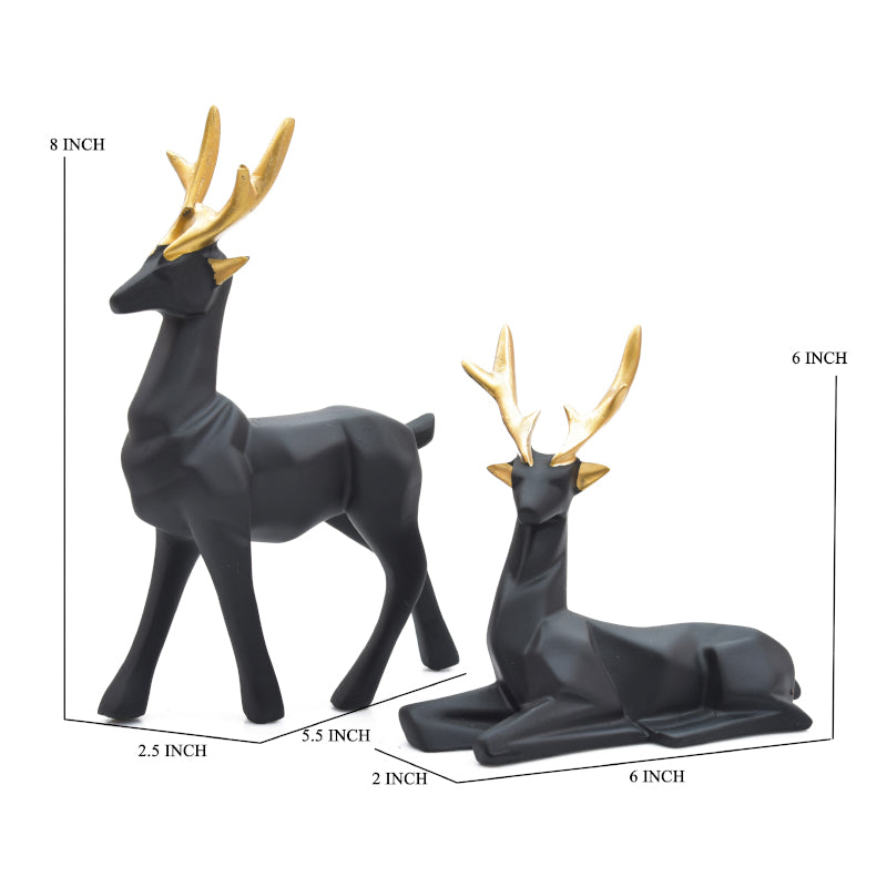 Buy Deer Repose Showpiece (Black) - Set Of Two Showpieces from Vaaree