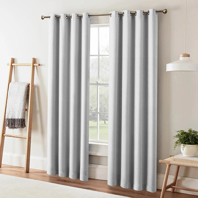 Curtains - Dwina Solid Blackout Curtain (Silver) - Set Of Two