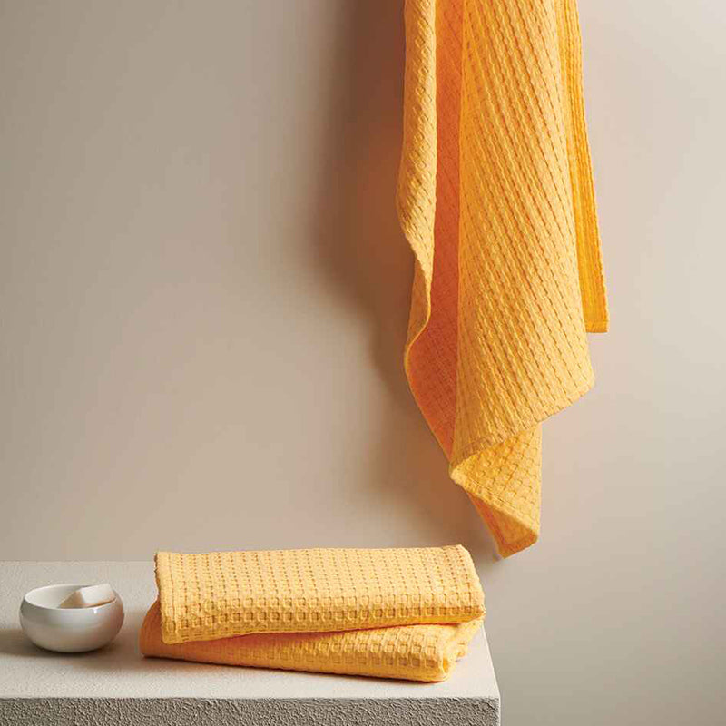 Buy Haimi Textured Waffle Towel Combo (Yellow) - Four Piece Set Towel Sets from Vaaree