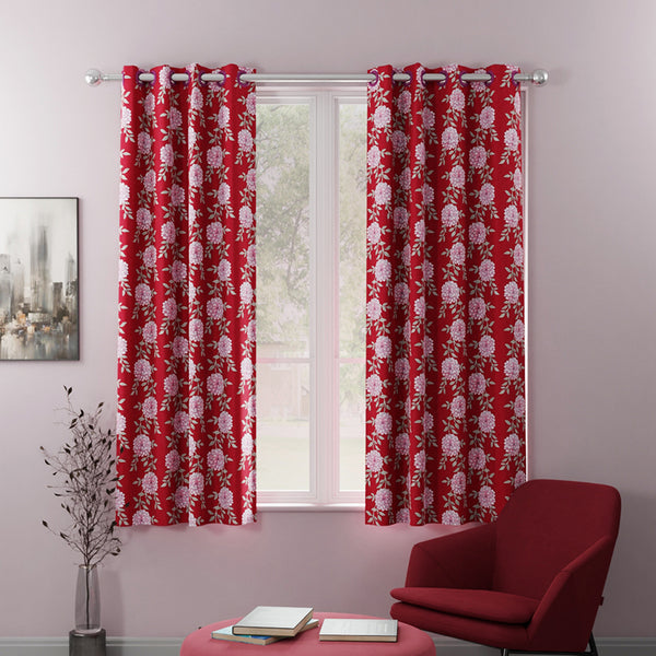 Buy Rose Garden Floral Curtain - Set Of Two Curtains from Vaaree