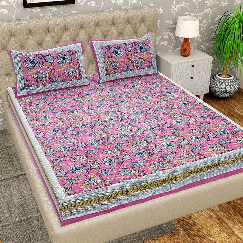 Buy Finn Floral Bedsheet - Purple & Blue Bedsheets from Vaaree