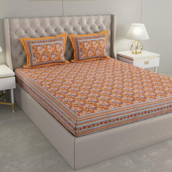 Buy Baxter Floral Bedsheet - Orange Bedsheets from Vaaree