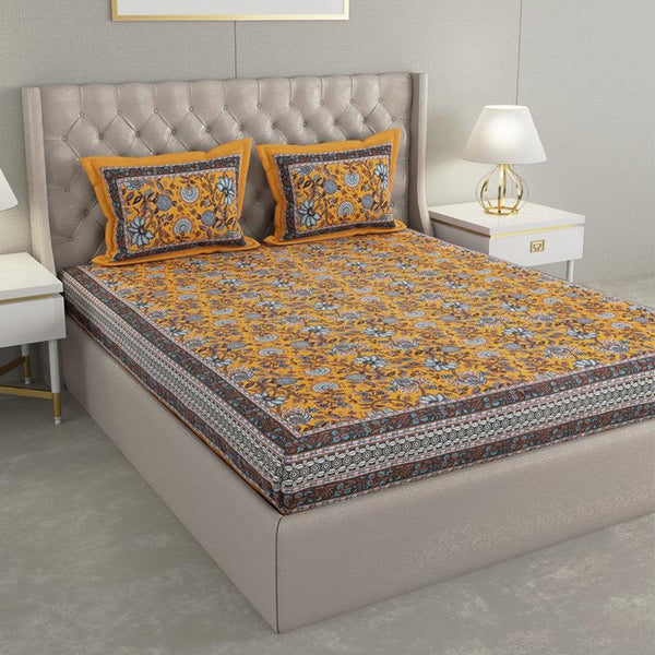 Buy Baxter Floral Bedsheet - Yellow Bedsheets from Vaaree