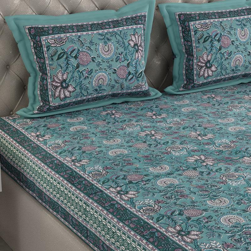 Buy Baxter Floral Bedsheet - Green Bedsheets from Vaaree