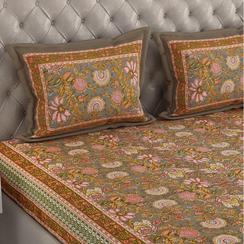 Buy Baxter Floral Bedsheet - Brown Bedsheets from Vaaree