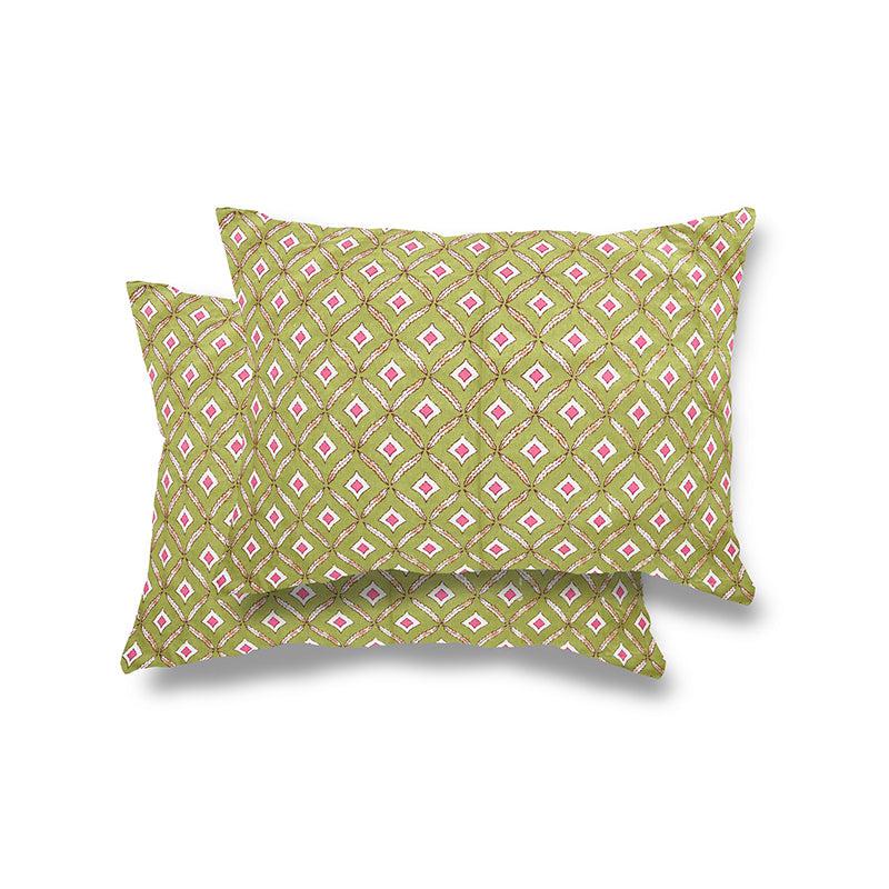 Bedsheets - Vida Geometric Bedsheet - Green