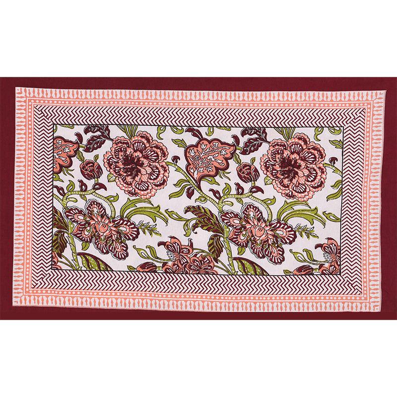 Buy Shira Floral Bedsheet - Red & Brown Bedsheets from Vaaree