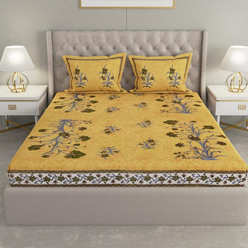 Buy Suma Floral Bedsheet - Yellow Bedsheets from Vaaree