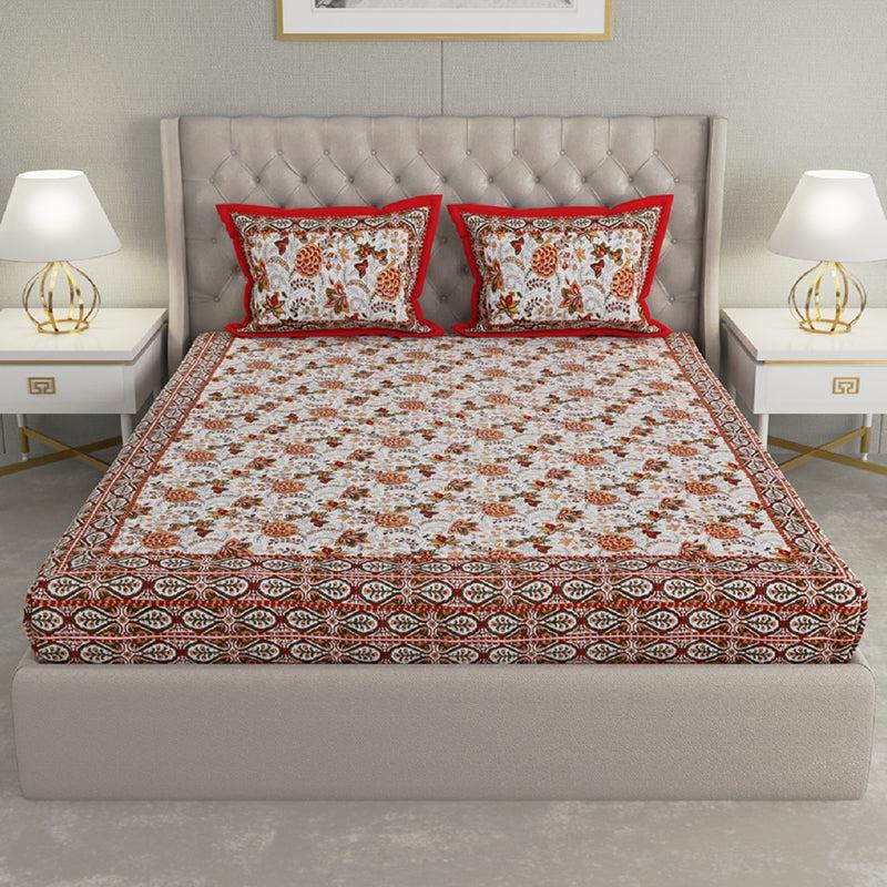 Buy Elda Floral Bedsheet - Red Bedsheets from Vaaree