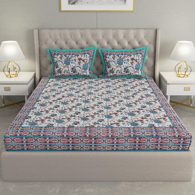 Buy Elda Floral Bedsheet - Blue Bedsheets from Vaaree