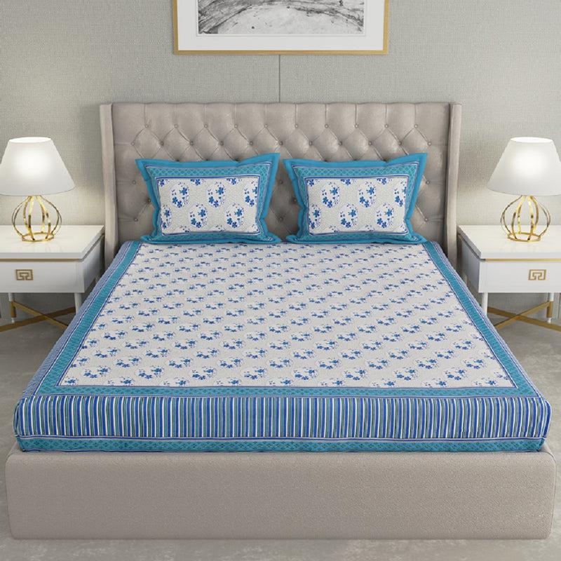 Buy Sagia Ethnic Bedsheet - Blue Bedsheets from Vaaree