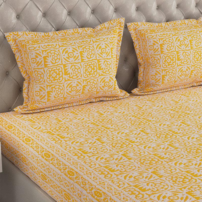 Buy Gulshan Printed Bedsheet - Yellow Bedsheets from Vaaree