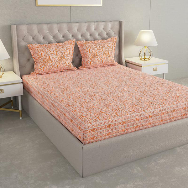 Buy Gulshan Printed Bedsheet - Orange Bedsheets from Vaaree