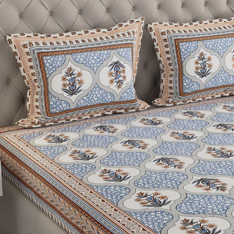 Buy Devarna Printed Bedsheet - White Bedsheets from Vaaree