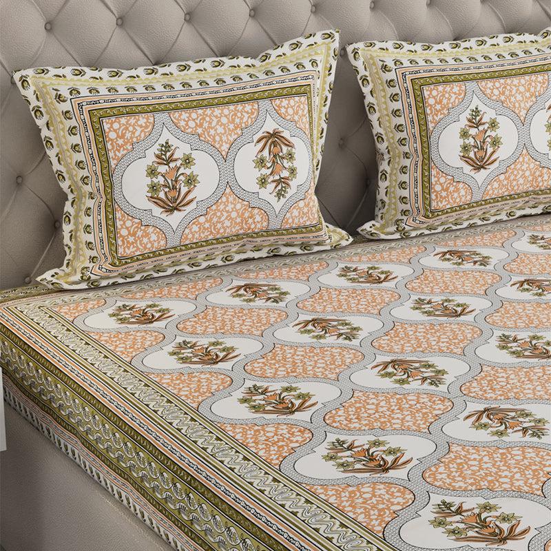 Buy Devarna Printed Bedsheet - Peach Bedsheets from Vaaree