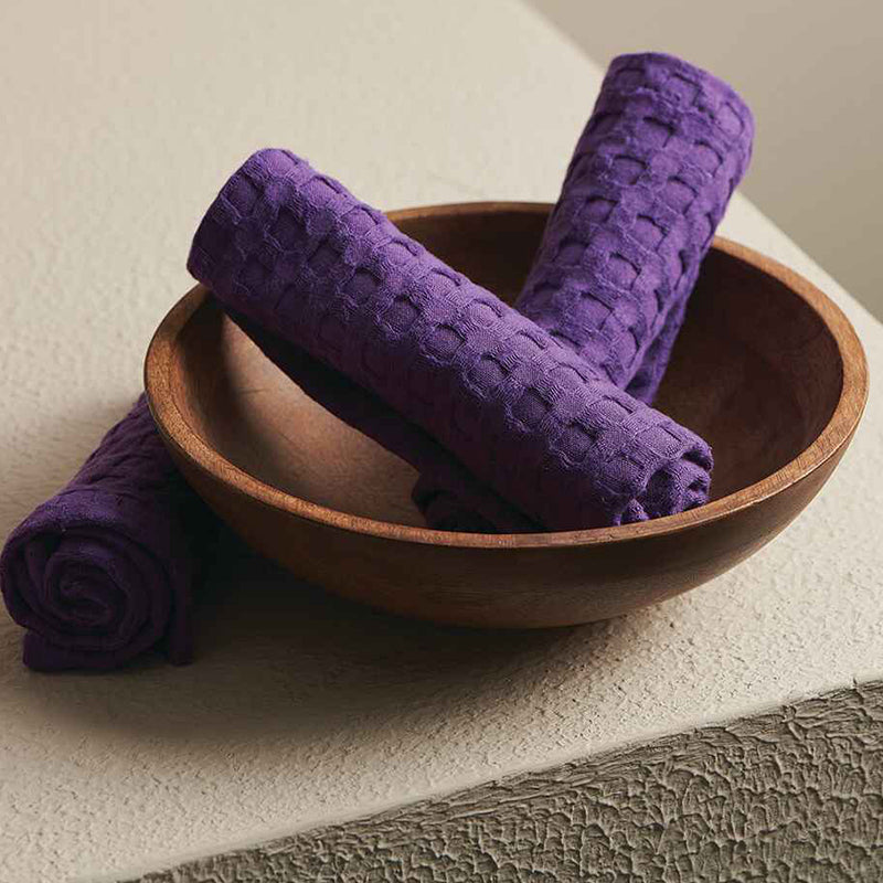 Buy Haimi Textured Waffle Towel Combo (Purple) - Four Piece Set Towel Sets from Vaaree