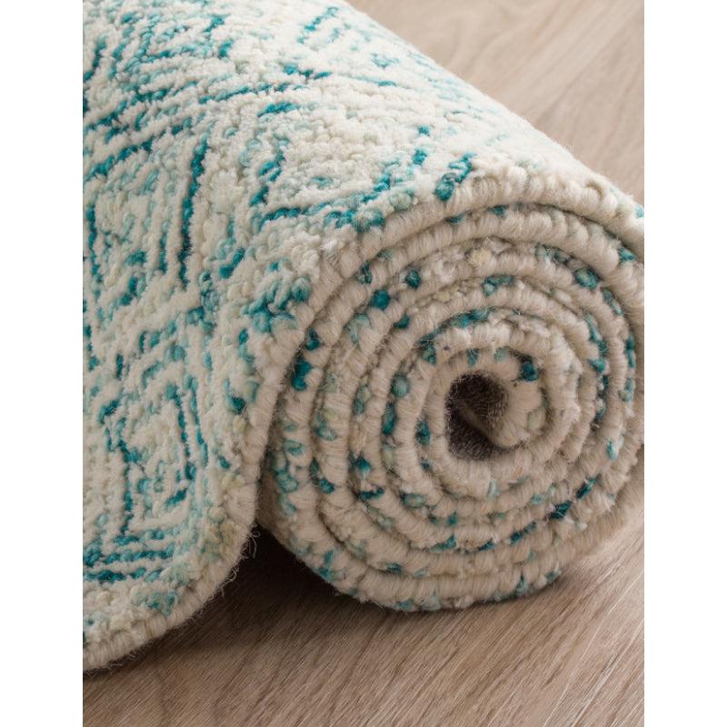 Buy Timeless Textures Hand Tufted Rug - Teal & White Rugs from Vaaree