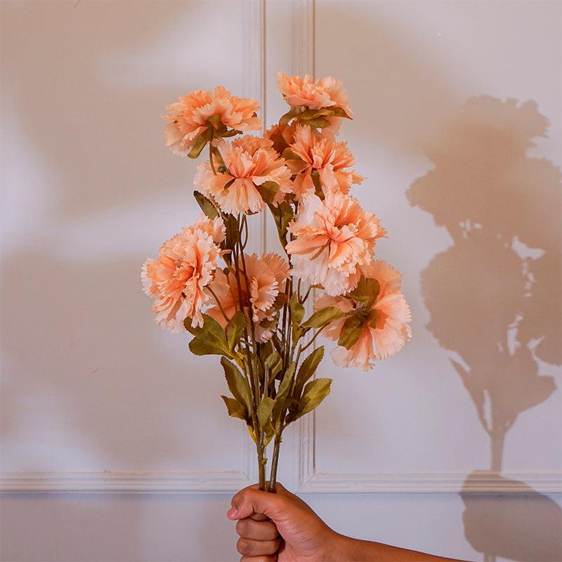 Buy Faux Peach Festiva Peony Flower Stick (28 CM) - Set Of Two Artificial Flowers from Vaaree