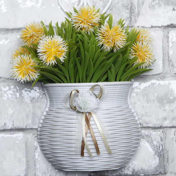 Artificial Plants - Faux Yellow Dandelion Plant With Wall Hanging Pot