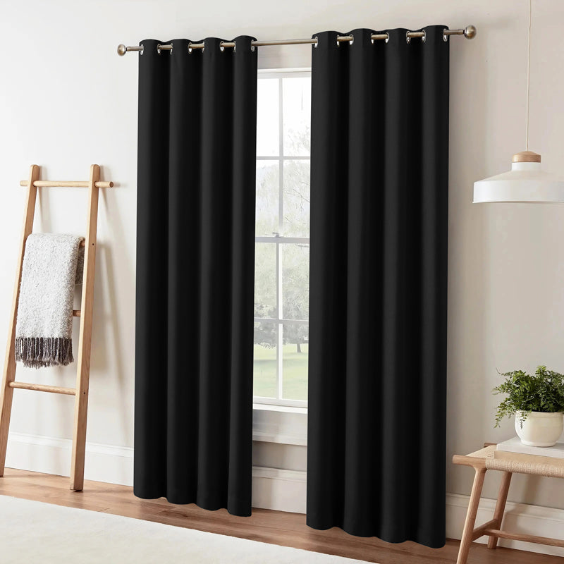 Buy Dwina Solid Blackout Curtain (Black) - Set Of Two Curtains from Vaaree